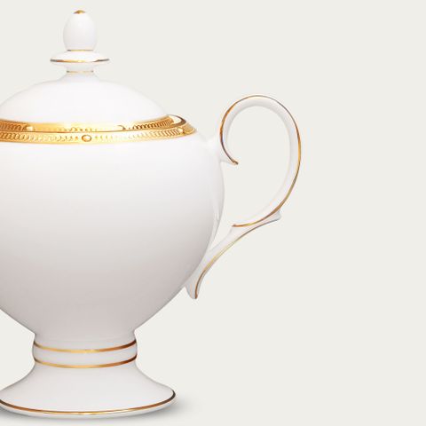  Bình (hũ) đường có nắp đậy dung tích 325ml sứ xương | Noritake Rochelle Gold 4796L - 50727A 
