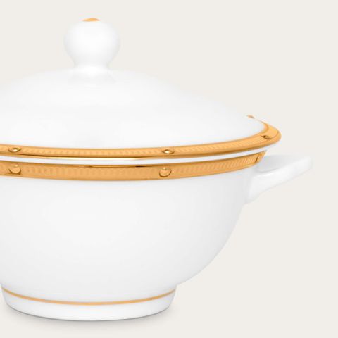  Bát (chén) dung tích 290ml ăn súp, yến có quai cầm kèm nắp đậy sứ xương | Noritake Rochelle Gold 4796L - T501697 