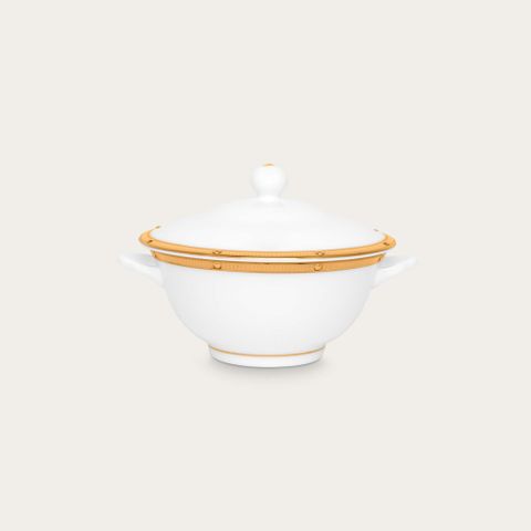  Bát (chén) dung tích 290ml ăn súp, yến có quai cầm kèm nắp đậy sứ xương | Noritake Rochelle Gold 4796L - T501697 