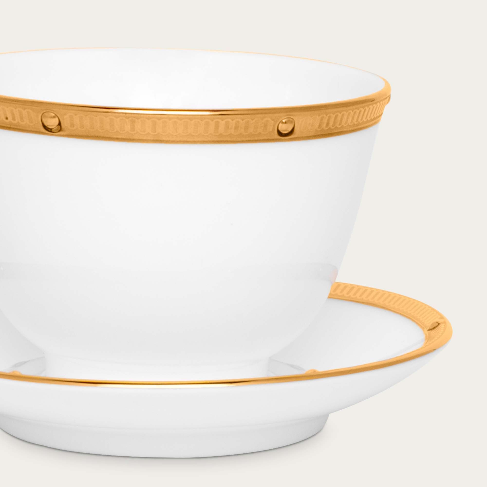 Chén trà (tách trà) châu Á (không quai cầm) 145ml kèm đĩa lót sứ xương | Noritake Rochelle Gold 4796L - T973634