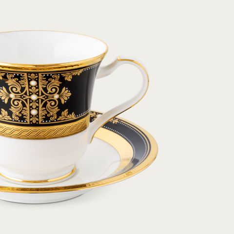  Chén trà (tách trà) dung tích 220ml kèm đĩa lót sứ xương Nhật Bản | Noritake Evening Majesty 4818J - T59589 