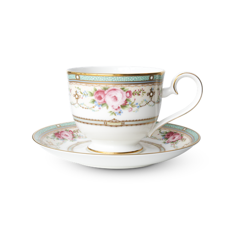  Chén trà (tách trà) dung tích 230ml kèm đĩa lót sứ xương | Noritake Palace Rose 4863L - T97217 
