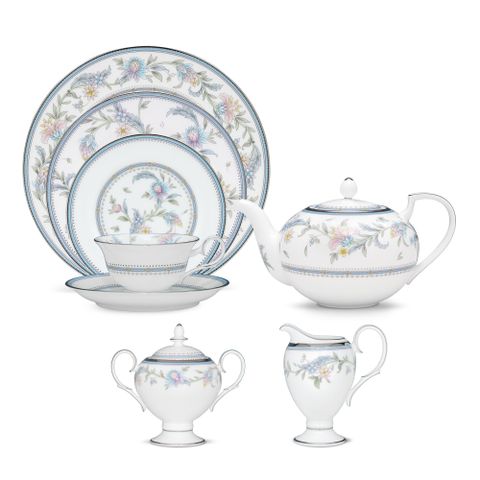  Bộ ấm chén uống trà (ấm 1.150ml, chén 215ml) 18 món sứ xương | Noritake Jardin Fleuri 4910L - T020R 