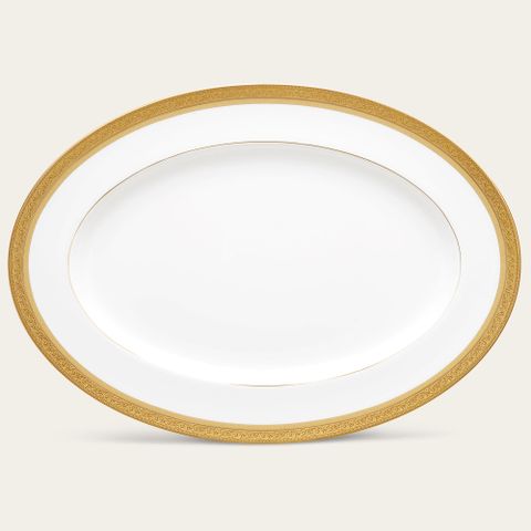  Đĩa Oval cỡ vừa (MD) dài 36,8cm sứ xương | Noritake Summit Gold 4912L - 97244 