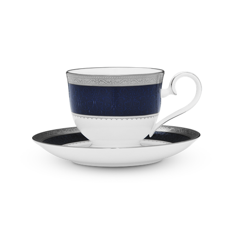  Chén trà (tách trà) dung tích 230ml kèm đĩa lót sứ xương | Noritake Odessa Cobalt Platinum 4922L - T97217 