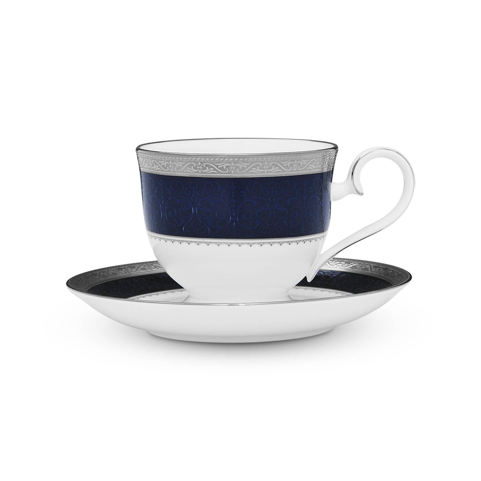 Chén trà (tách trà) dung tích 230ml kèm đĩa lót sứ xương | Noritake Odessa Cobalt Platinum 4922L - T97217