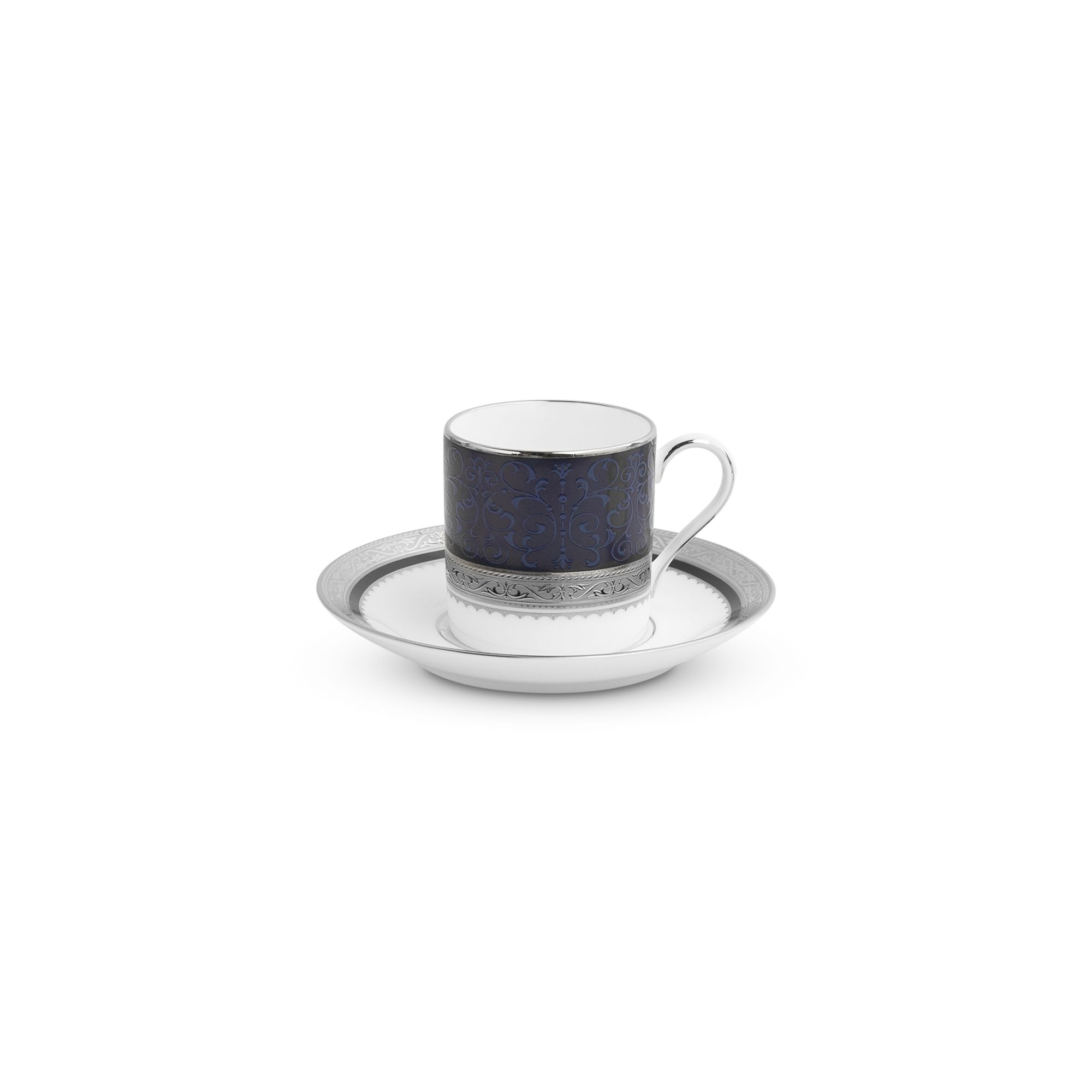 Chén trà (tách trà) nhỏ dung tích 90ml kèm đĩa lót | Noritake Odessa Cobalt Platinum 4922L - T97294