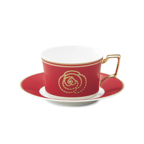  Chén trà (tách trà) (đặc biệt - Đỏ) 240ml kèm đĩa lót sứ xương | Noritake Aidan Gold 4941-1L - T93687 