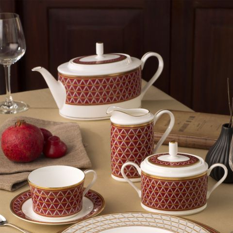  Ấm trà (bình trà) loại quai tròn dung tích 1.250ml sứ xương | Noritake Crochet 4966L - 93663 