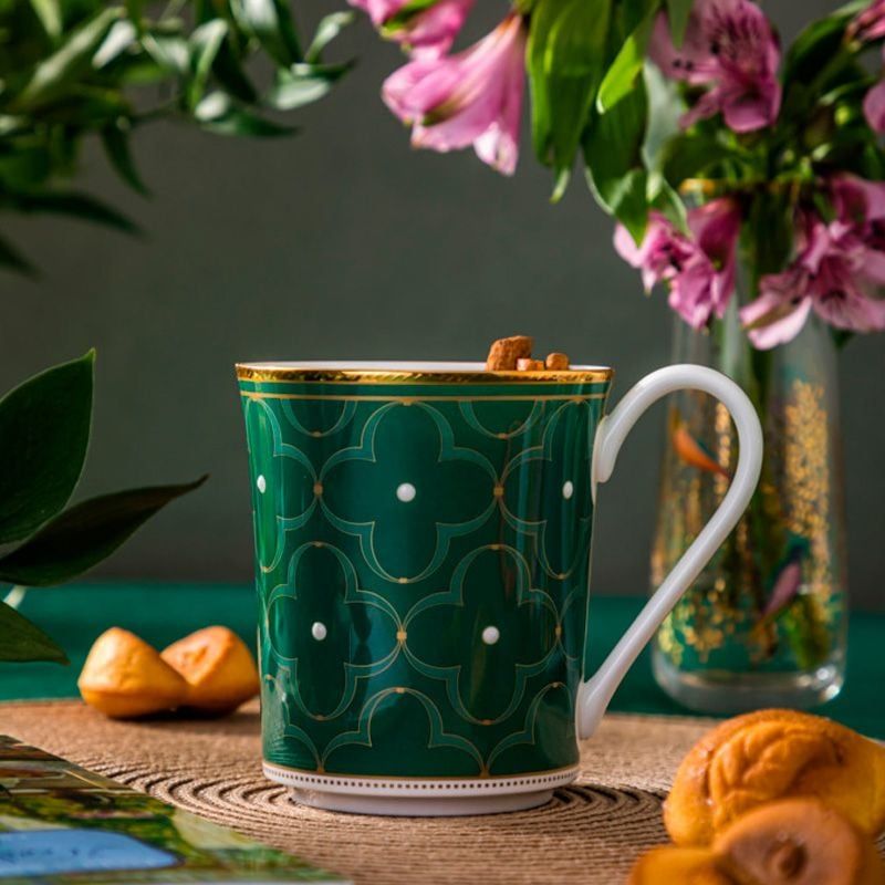 Cốc (ly) uống nước, cà phê ( Xanh ) dung tích 395ml sứ xương | Noritake Trefolio HC 4977-2L - T93656