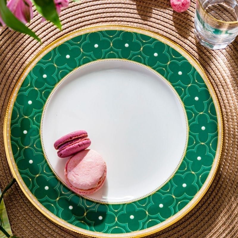 Bộ đĩa tròn cỡ vừa (Đỏ - Xanh) đường kính 24,5cm sứ xương | Noritake Trefolio HC 4977-12L - P97316