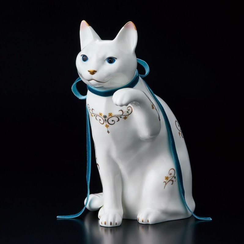 Tượng sứ mèo may mắn cao 26,3cm sứ xương cao cấp Nhật Bản | Noritake Fortune Cat AC452 - T54550