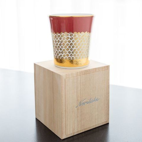 Cốc (ly) uống nước, uống trà (kanoko shibori - Đỏ) 350ml sứ trắng cao cấp Nhật Bản | Noritake Atehaka 1687-1J - T2181