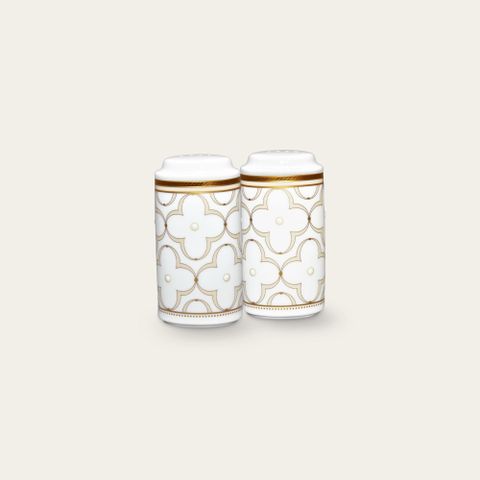  Bộ lọ đựng tiêu (4 lỗ) và muối (8 lỗ) cao 10,4cm sứ xương | Noritake Trefolio Gold 4945L - 936710 