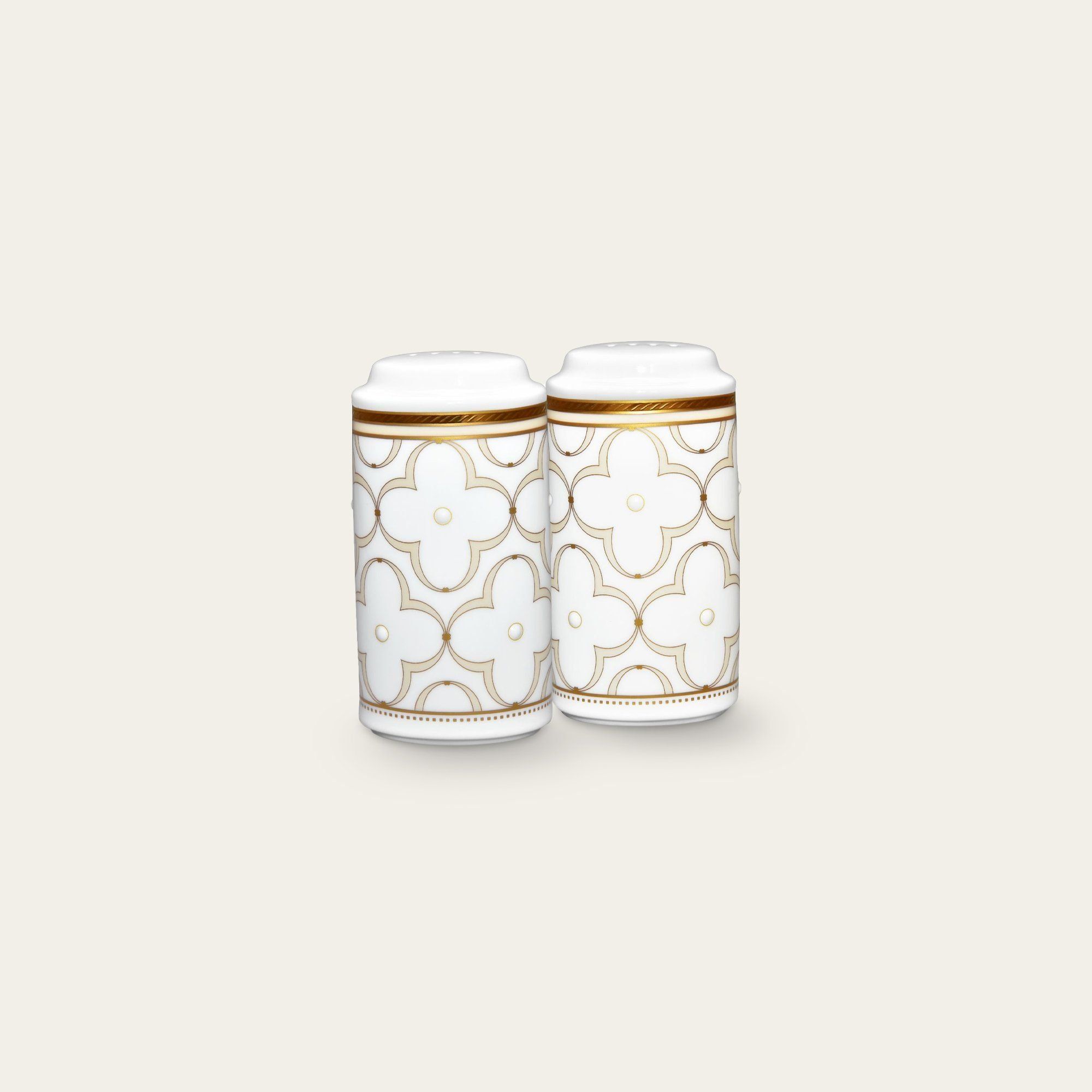 Bộ lọ đựng tiêu (4 lỗ) và muối (8 lỗ) cao 10,4cm sứ xương | Noritake Trefolio Gold 4945L - 936710