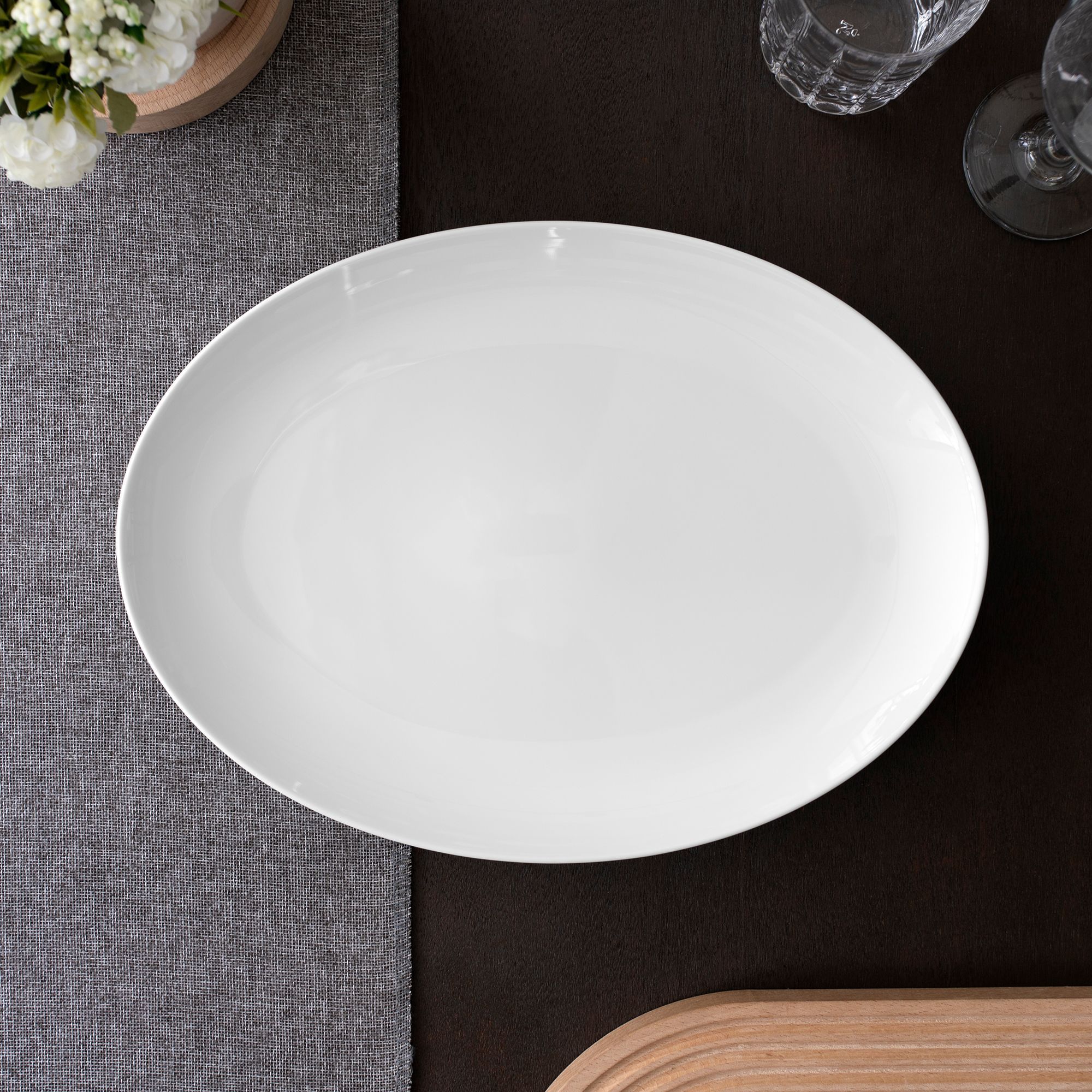 Đĩa Oval coupe cỡ nhỏ (SM) dài 31cm sứ trắng | Noritake Art Stage 4257L - 91846