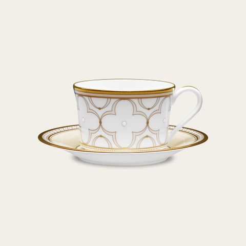  Chén trà (tách trà) dung tích 245ml kèm đĩa lót sứ xương | Noritake Trefolio Gold 4945L - T93686 