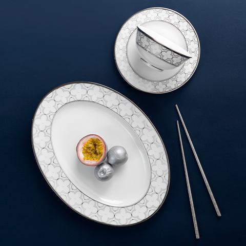  Đĩa Oval cỡ nhỏ (SM) dài 31,2cm sứ xương | Noritake Trefolio Platinum 4957L - 97245 