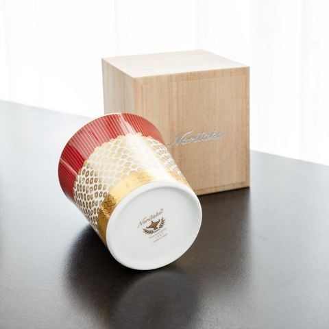 Cốc (ly) uống nước, uống trà (kanoko shibori - Đỏ) 350ml sứ trắng cao cấp Nhật Bản | Noritake Atehaka 1687-1J - T2181