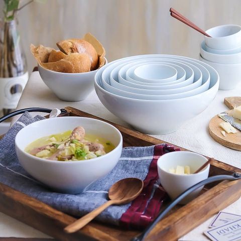  Bộ bát đĩa ăn châu Á 22 món (đĩa tròn, bát loe cho 6 người) sứ trắng | Noritake N4 1628L - D022AL 