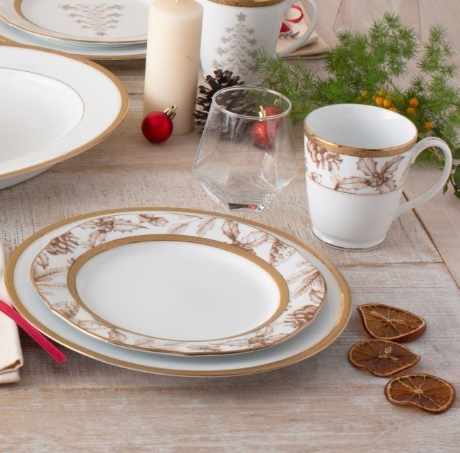 Đĩa tròn cỡ vừa (loại đặc biệt) 23cm phiên bản Giáng Sinh sứ trắng | Noritake Charlotta Holiday 1716-2L - 91310