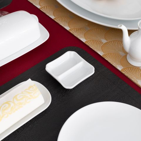  Đĩa vuông 7,9cm chia ngăn đựng nước chấm, gia vị sứ trắng | Noritake Art Stage 4257L - 91850 