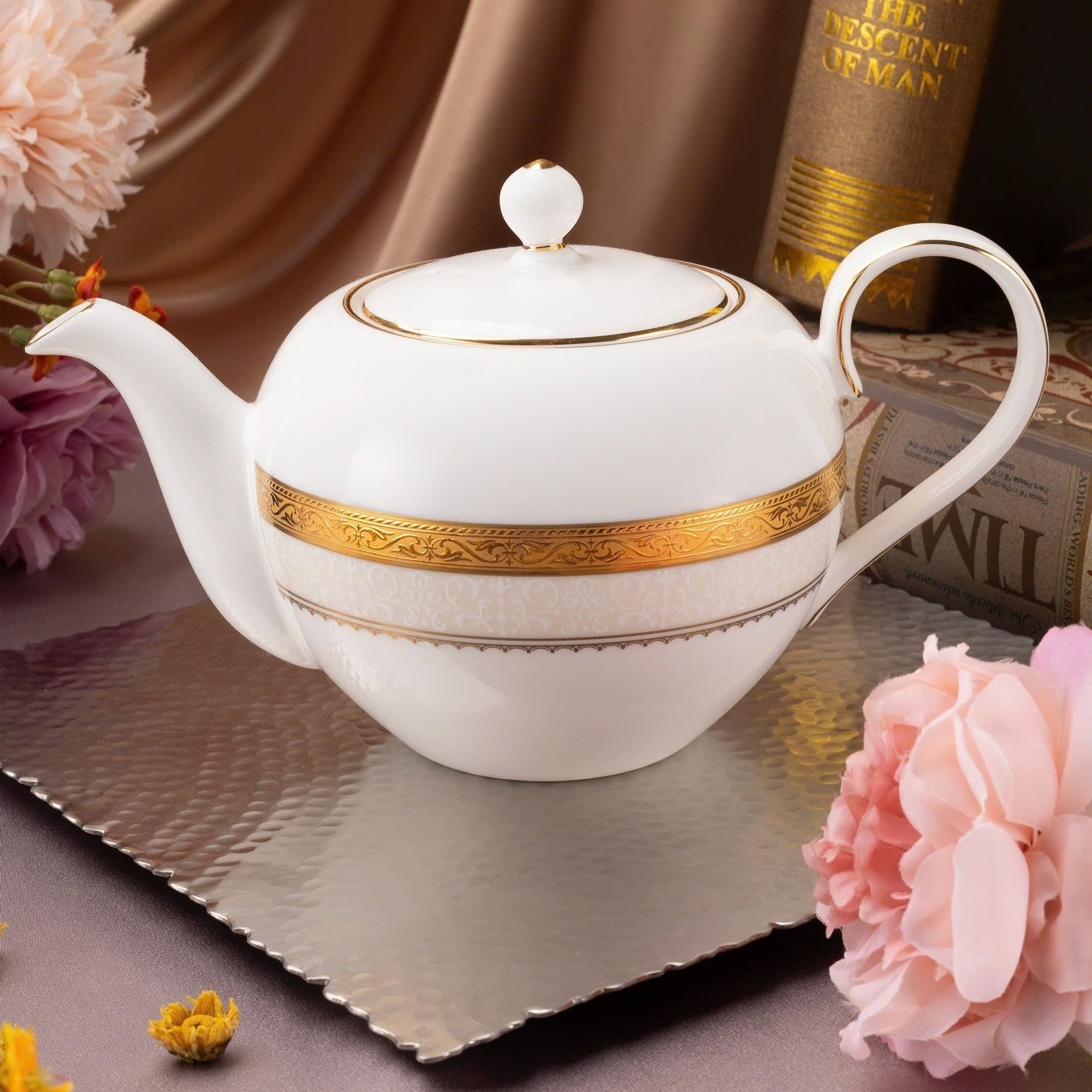 Ấm trà (bình trà) nhỏ dung tích 650ml sứ xương | Noritake Odessa Gold 4874L - 97284
