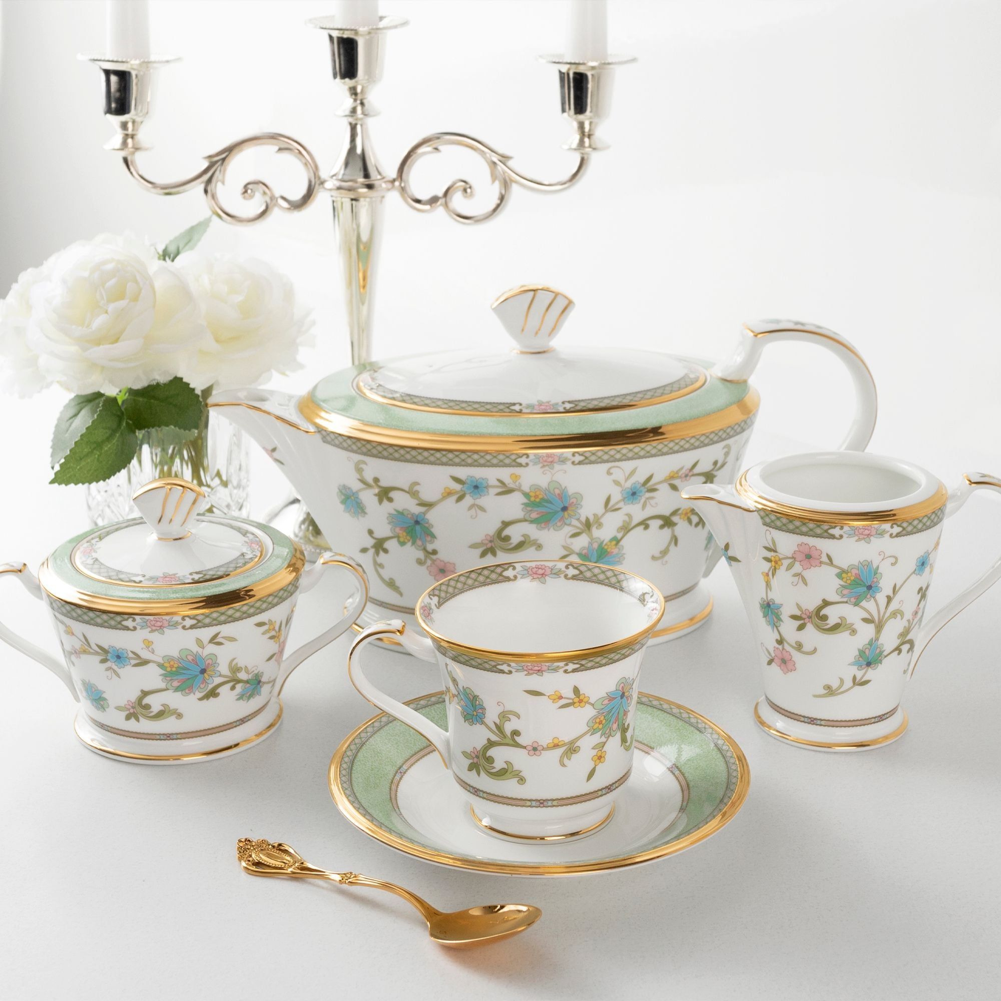 Chén trà (tách trà) 220ml kèm đĩa lót sứ xương Nhật Bản | Noritake Yoshino 9983J - Y59589