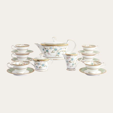  Bộ ấm chén trà (ấm 1.440ml, chén loe 220ml) 15 món sứ xương Nhật Bản | Noritake Yoshino 9983J - T017G 