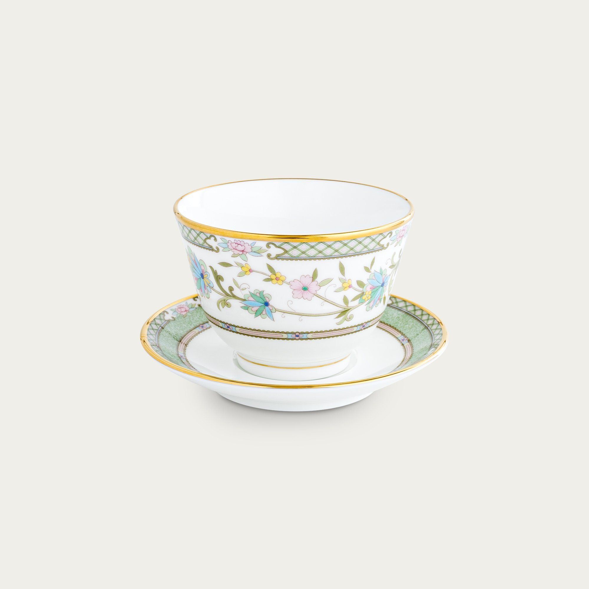 Chén trà (tách trà) châu Á (không quai cầm) 140ml kèm đĩa lót sứ xương Nhật Bản | Noritake Yoshino 9983J - Y501549