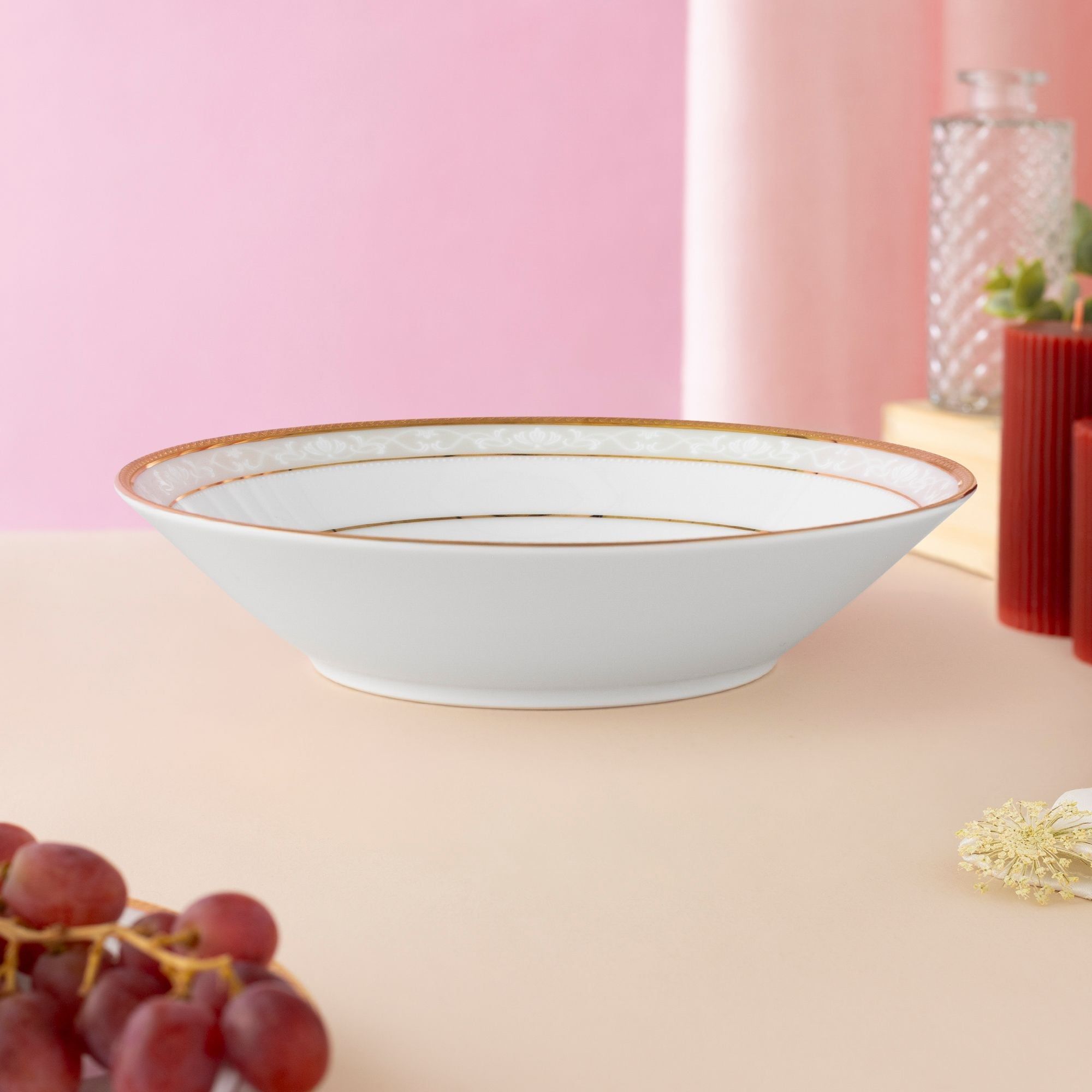 Bát (tô) đa năng 19cm dung tích 600ml đựng soup, đồ chiên xào sứ trắng | Noritake Hampshire Gold 4335L - 91997