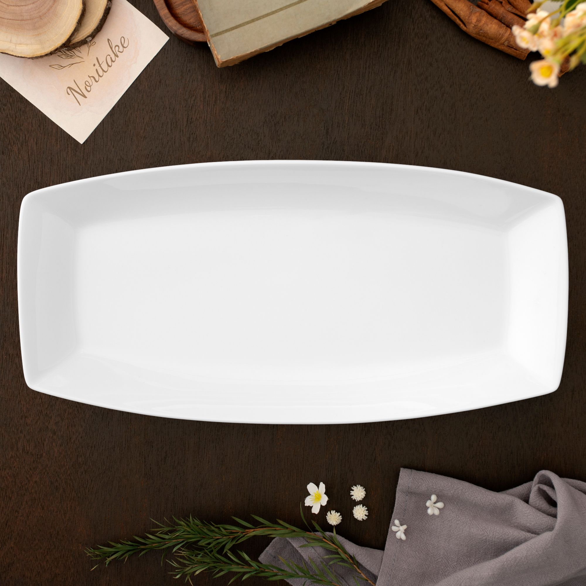 Đĩa Buffet hình chữ nhật (XXL) dài 46,1cm sứ trắng | Noritake Art Stage 1609L - 96750