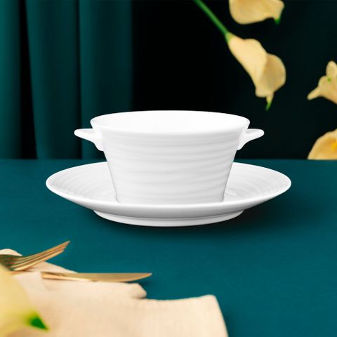  Bát (chén) 225ml ăn súp, yến có quai cầm kèm đĩa lót sứ xương | Noritake Conjunto 4943L - T93972 