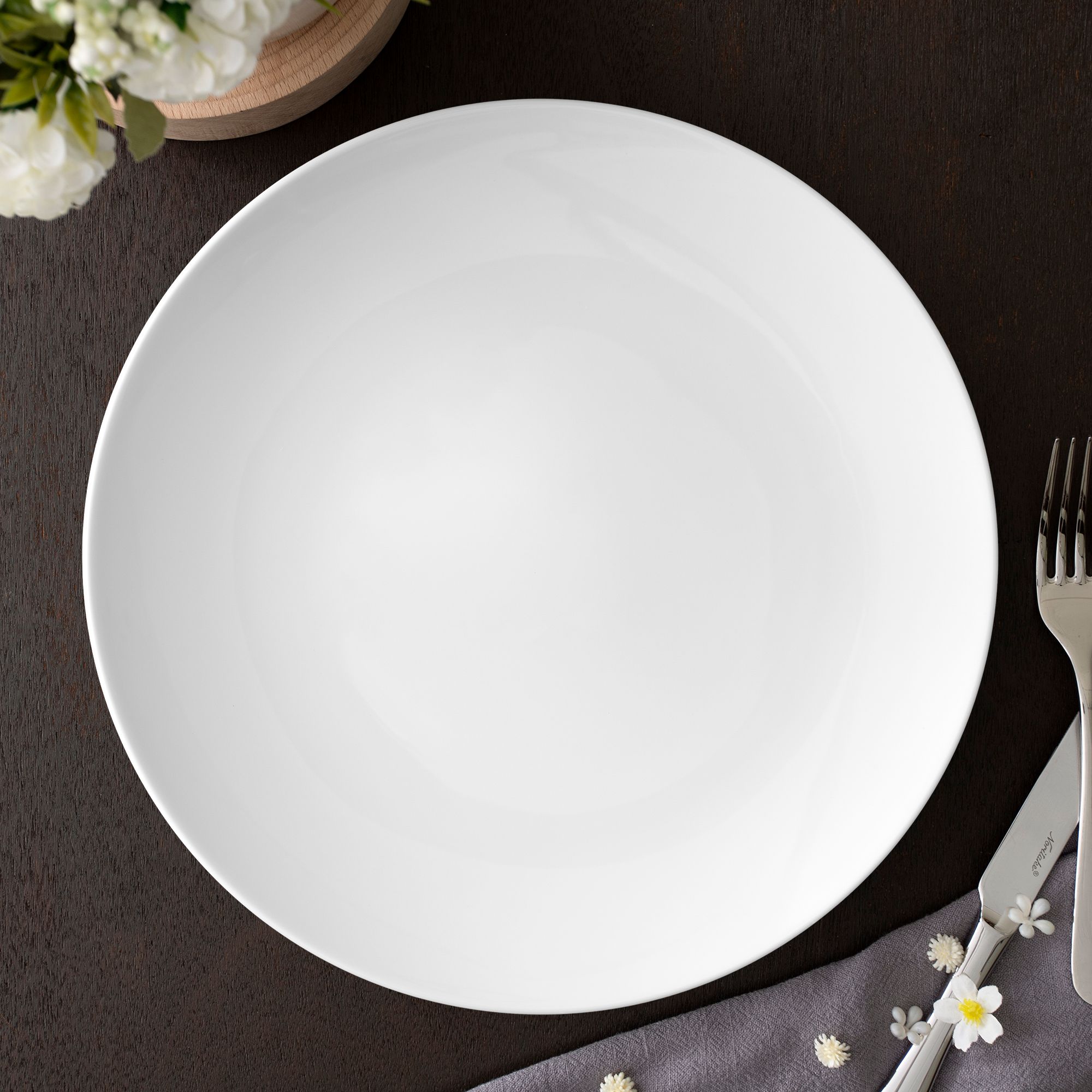 Đĩa tròn coupe cỡ siêu lớn (XL) đường kính 35,3cm sứ trắng | Noritake Art Stage 4257L - 91804