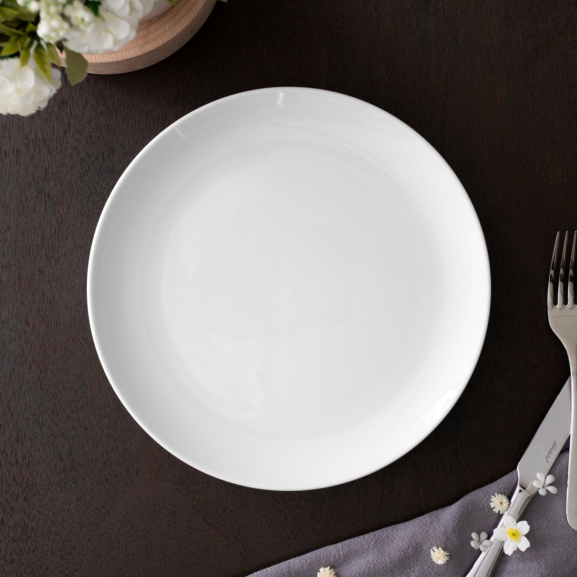 Đĩa tròn coupe cỡ vừa đường kính 24,1cm sứ trắng | Noritake Art Stage 4257L - 91816