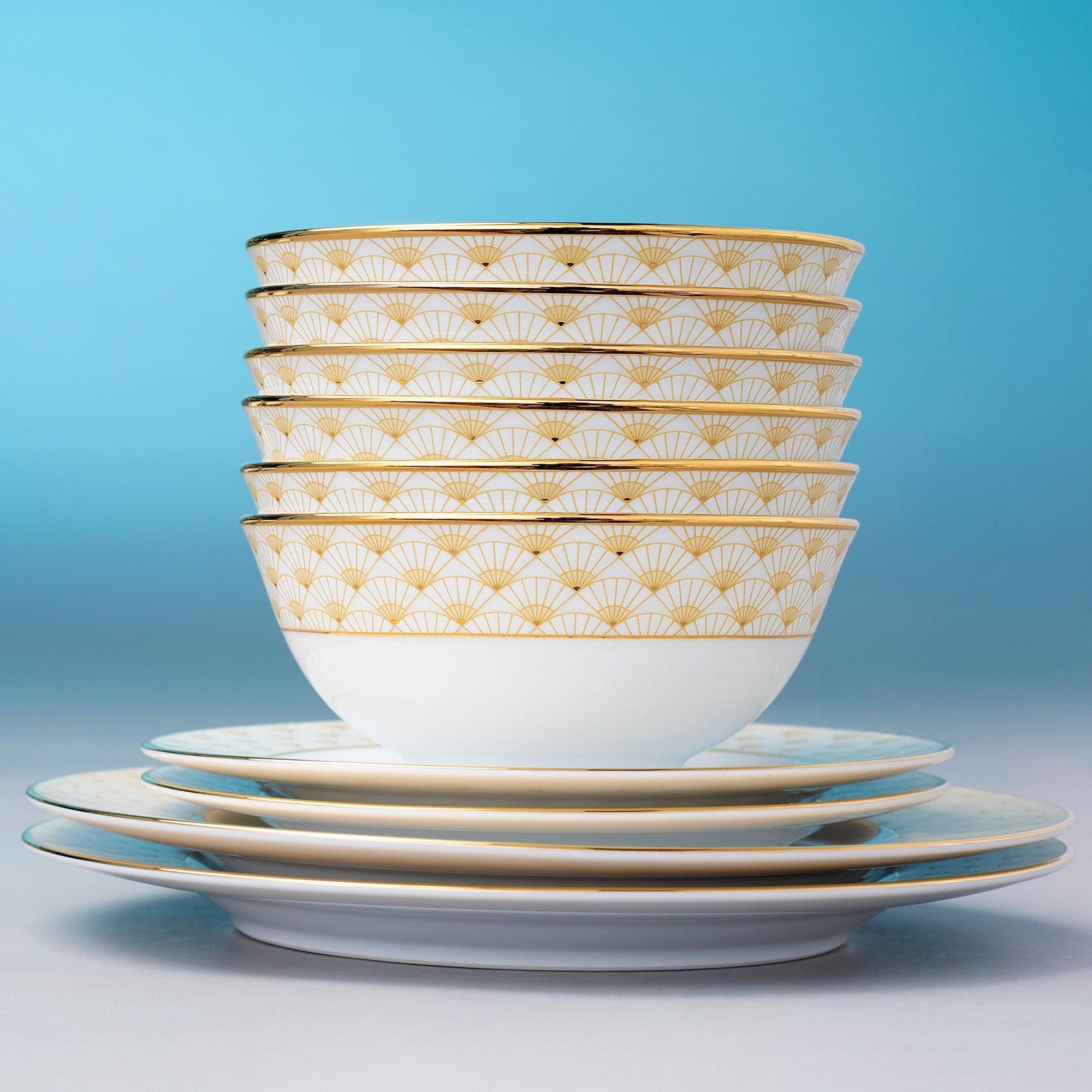 Bát cơm (chén cơm) 12,2cm dung tích 320ml sứ trắng | Noritake Trocadero Gold 1787L - 91481