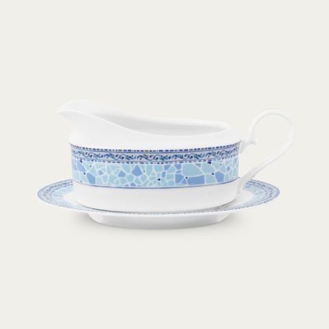 Bình (hũ) đựng nước xốt dung tích 500ml kèm đĩa lót | Noritake Aegean Dreams 1740L - 91048