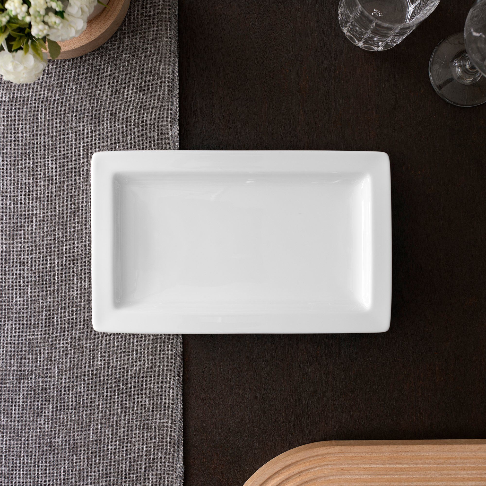 Đĩa chữ nhật cỡ lớn (LG) dài 32,5cm sứ trắng | Noritake Art Stage 1609L - 91142