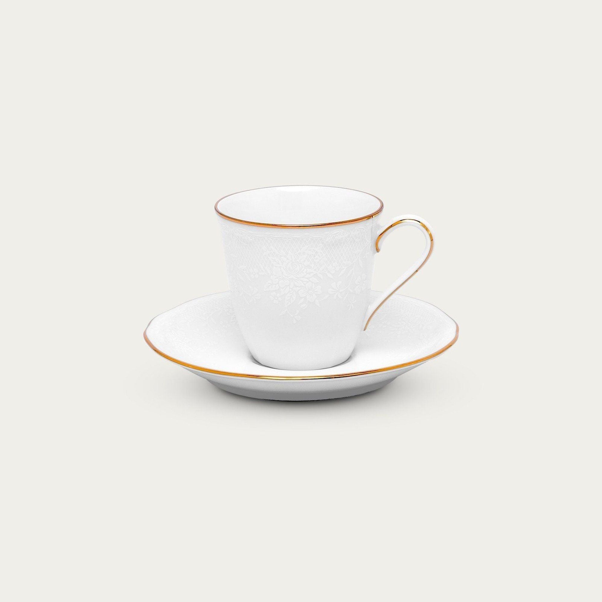 Chén trà (tách trà) nhỏ dung tích 115ml kèm đĩa lót sứ trắng | Noritake Princess Bouquet Gold 1660L - T94492