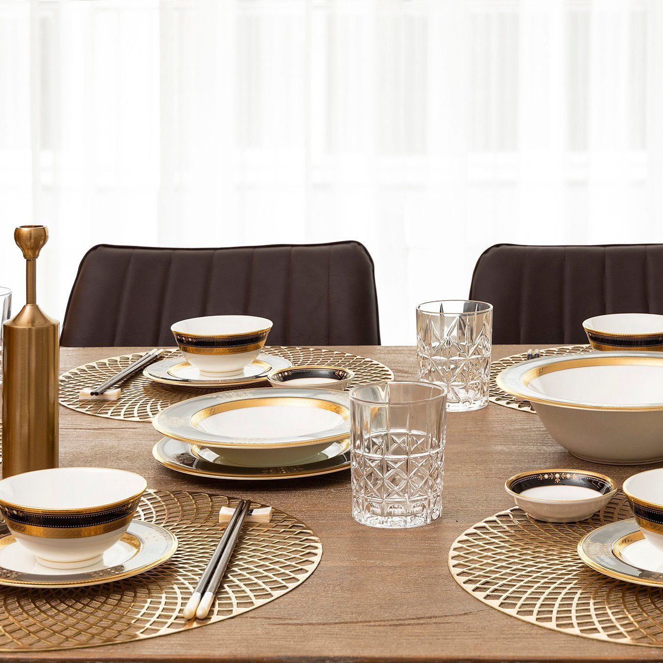 Bộ bát đĩa ăn châu Á cơ bản 22 món (cho 6 người) sứ xương Nhật Bản | Noritake Evening Majesty 4818J - D022AA