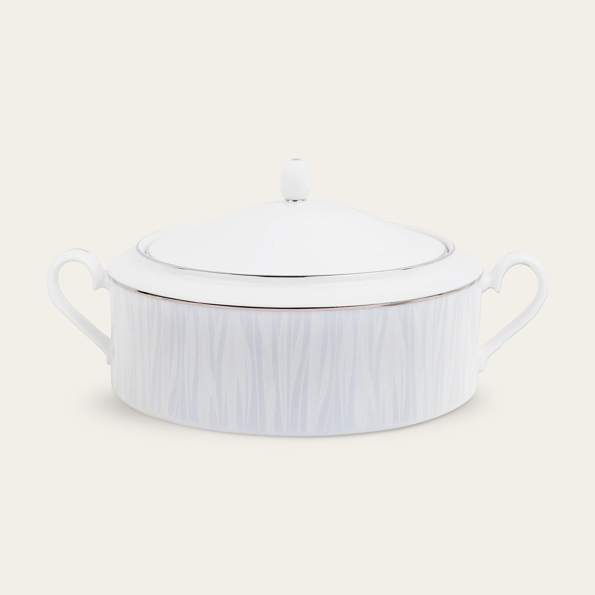 Âu cơm (thố cơm) có nắp dung tích 1.720ml sứ trắng | Noritake Glacier Platinum 1702L - 91029