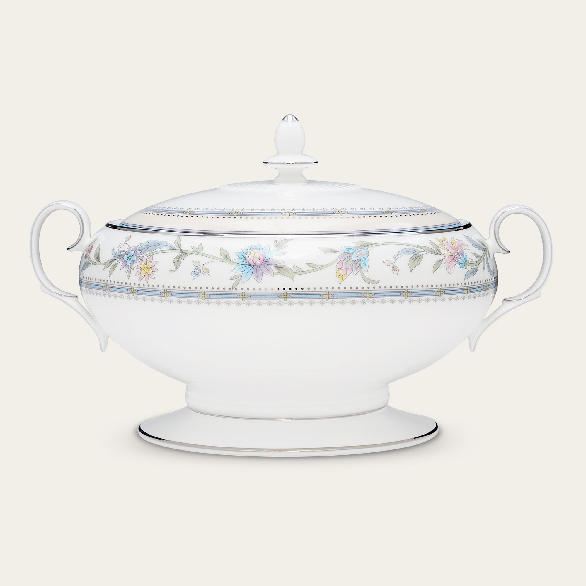 Âu cơm (thố cơm) có nắp dung tích 2.200ml sứ xương | Noritake Jardin Fleuri 4910L - 50729A