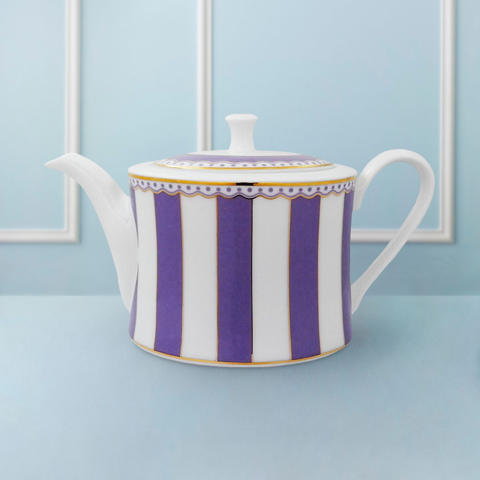 Ấm trà (bình trà) nhỏ dung tích 630ml (tím lavender) sứ trắng | Noritake CRNIVL Lavender M-248L - T91133