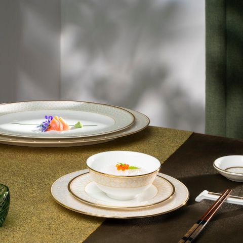  Bộ bát đĩa ăn châu Á cơ bản 22 món (cho 6 người) sứ xương | Noritake Noble Pearl 4979L - D022AB 