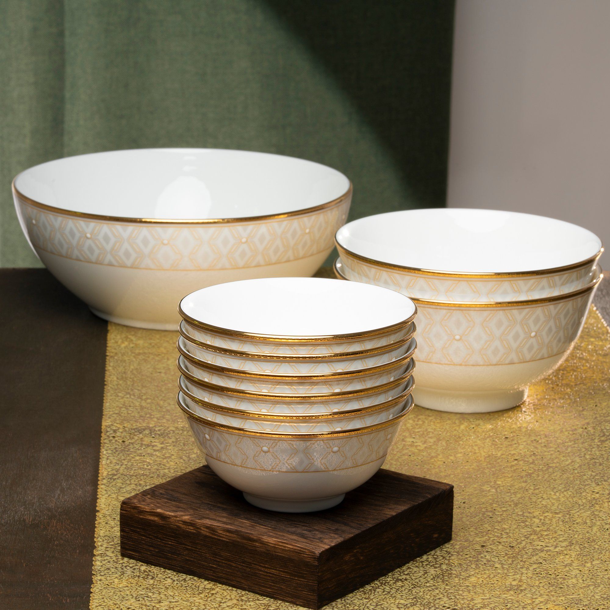 Bộ bát đĩa ăn châu Á đầy đủ 38 món (cho 6 người) sứ xương | Noritake Noble Pearl 4979L - D038AD