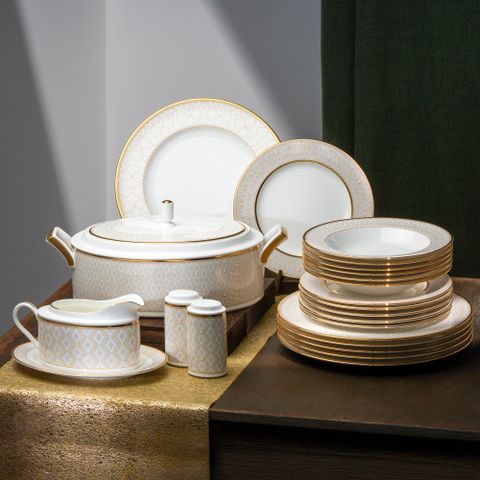  Bộ đĩa ăn kiểu Âu 22 món (cho 6 người) sứ xương | Noritake Noble Pearl 4979L - D024AP 