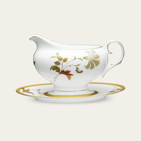  Bình (hũ) đựng nước xốt dung tích 670ml kèm đĩa lót sứ xương | Noritake Islay 4885L - 50741A 