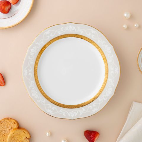  Đĩa tròn cỡ vừa (loại đặc biệt) đường kính 23cm sứ trắng | Noritake Hampshire Gold 4335-1L - 91310 