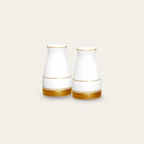  Bộ lọ đựng tiêu (3 lỗ) và muối (7 lỗ) cao 8,6cm sứ trắng | Noritake Crestwood Gold 4167L - 919710 