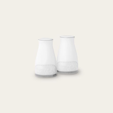  Bộ lọ đựng tiêu (3 lỗ) và muối (7 lỗ) cao 8,6cm sứ trắng | Noritake Flanders Platinum 1715L - 919710 